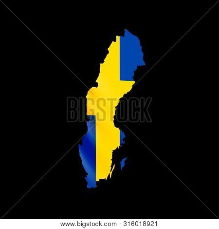 Hanging Sweden Flag In Form Of Map. Kingdom Of Sweden. National Flag Concept.