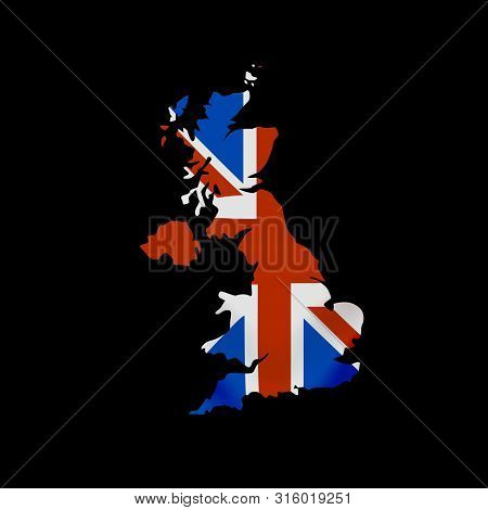 Great Britain Flag In Form Of Map. United Kingdom Of Great Britain And Northern Ireland. British Nat