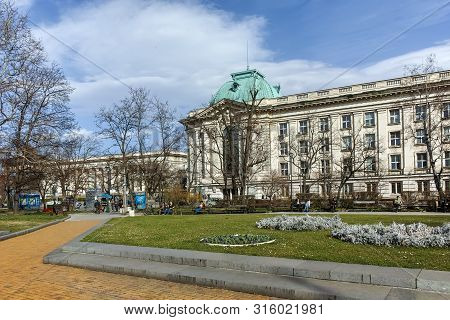 Sofia, Bulgaria - March 17, 2018: Amazing View Of University Of Sofia St. Kliment Ohridski, Bulgaria