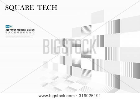 Abstract Square Technology Pattern Cover Design. Use For Ad, Poster, Artwork, Template Design. Illus