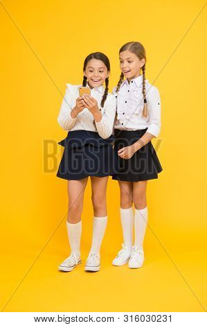 Internet Is Wonderful Resource But Access To It Has Hazards For Kids. Girls School Uniform Using Sma