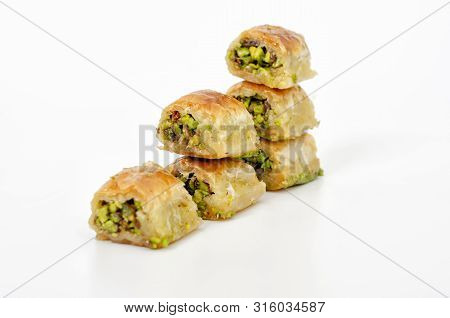 Turkish Baklava. Close Up Ready To Eat Turkish Baklava