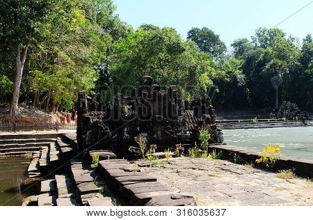 A Small Sanctuary Near The Baray. Neak Pean.