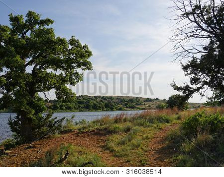Nature View From The Banks Of Lake Elmer Thomas, Wichita Mountains, Oklahoma