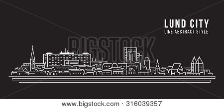 Cityscape Building Line Art Vector Illustration Design - Lund City