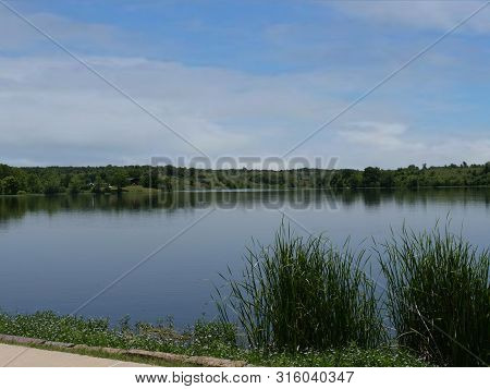 Peaceful Waters And Scenic View Of Veteran Lake In Sulphur, Oklahoma