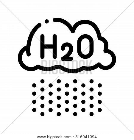 Raining Cloud H2o Rain Vector Thin Line Sign Icon. Rain, Eco Nature Water Treatment Linear Pictogram
