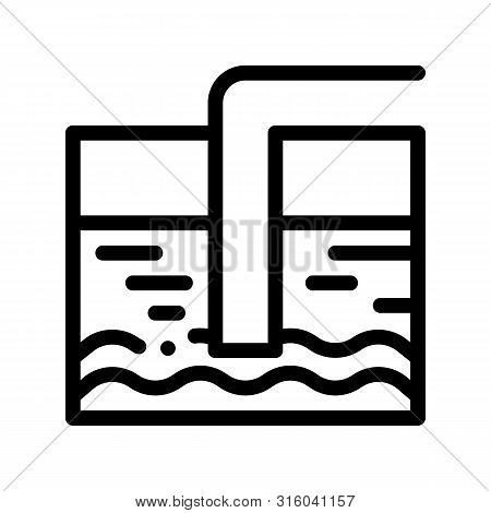 Water Treatment Tank And Offtake Tube Icon Sign Thin Line. Water Treatment Linear Pictogram. Recycli