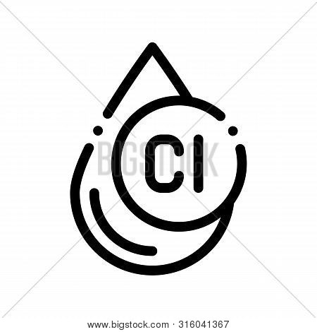 Clorum Liquid Drop Water Treatment Vector Icon Sign Thin Line. Water Treatment Linear Pictogram. Rec