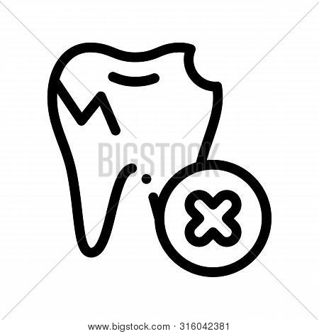 Dentist Stomatology Unhealthy Tooth Icon Sign Thin Line. Caries And Debris Bad Tooth Linear Pictogra
