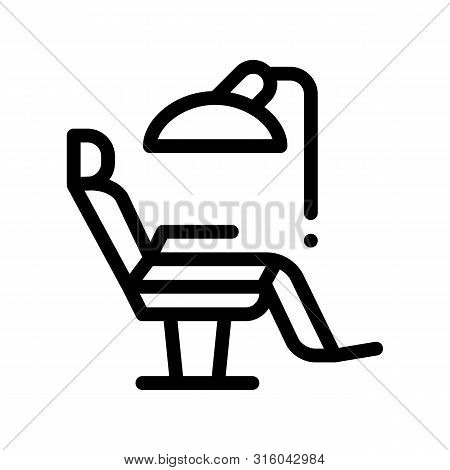 Stomatology Dentist Chair Vector Thin Line Icon. Dentist Chair, Instrument Tool Equipment And Device