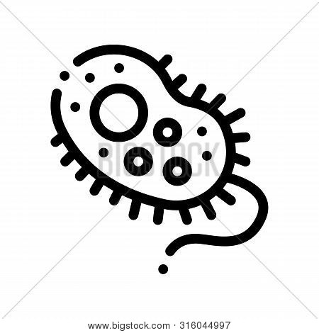 Dangerous Bacillus Bacteria Thin Line Icon. Warning Virus Micro Organism Bacteria Linear Pictogram. 