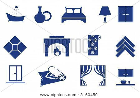 Sisustus, kotiin liittyviä kuvakkeita