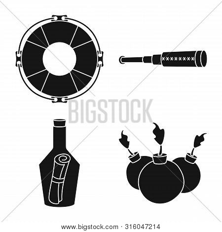 Vector Design Of Journey And Seafaring Sign. Set Of Journey And Adventure Vector Icon For Stock.