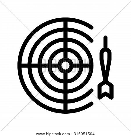 Interactive Kids Game Darts Thin Line Icon. Baby Pub Bar Play Game With Dart And Board Children Play