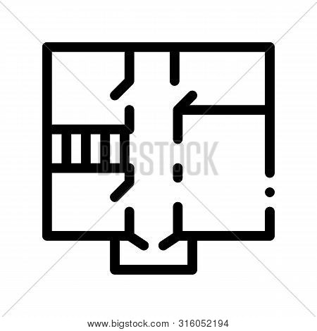 House Apartment Planning Vector Thin Line Icon. Planning Project Premise Room Linear Pictogram. Mort