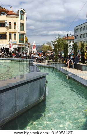 Petrich, Bulgaria - April 6, 2018: Walking People In The Center Of Town Of Petrich, Blagoevgrad Regi