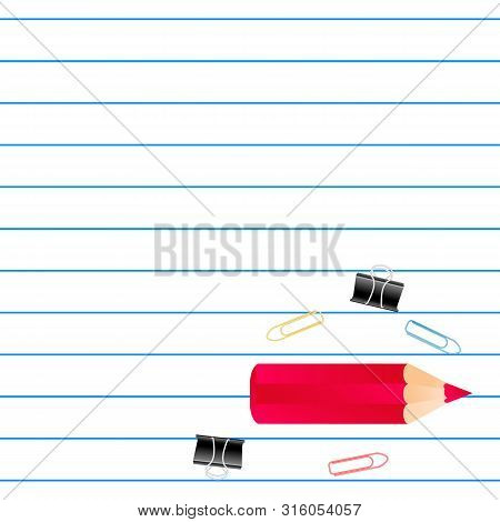 Notebook Lined Grid Paper Note, Red Pencil With Quote Welcome Back To School, And School Suplies Cop