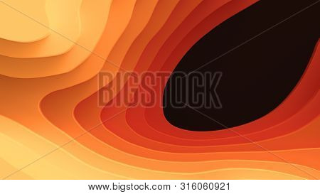 3d Landscape Paper Cut Style, Curved Shapes With Warm Hot Color Gradients, Blank Space, Abstract Geo