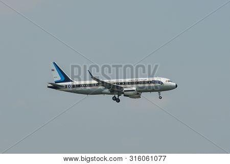Bangkok, Thailand - Apr 24, 2018. Hs-tyt Royal Thai Air Force Airbus A320 Cj Landing At Bangkok Don 