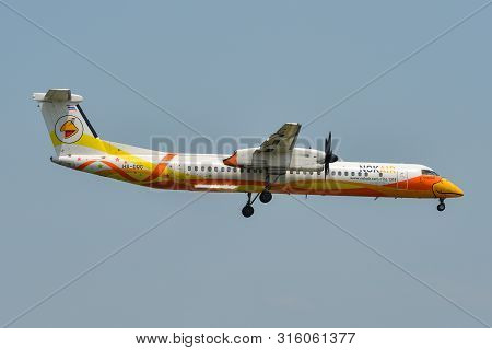 Bangkok, Thailand - Apr 24, 2018. Hs-dqg Nok Air De Havilland Canada Dash 8 Q400 Landing At Bangkok 