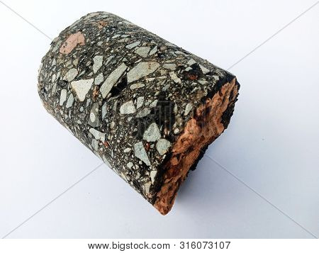Asphalt Blocks From Drilling From The Road To Measure Sample Thickness