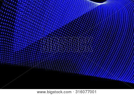 Illustration In 3 D Or Representation In 3 D. Lights Forming Patterns On Black Background. Resource 