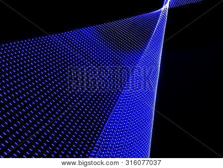Illustration In 3 D Or Representation In 3 D. Lights Forming Patterns On Black Background. Resource 