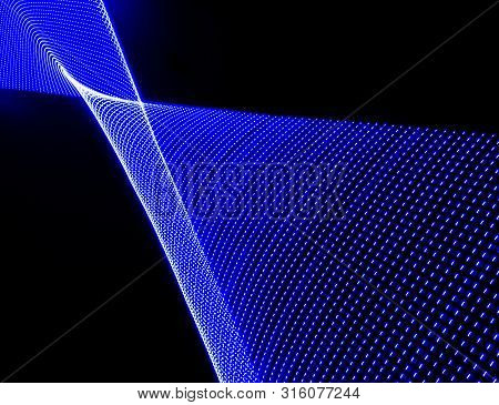 Illustration In 3 D Or Representation In 3 D. Lights Forming Patterns On Black Background. Resource 