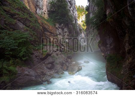 Inside The Aare Gorge, A Section Of The River Aare That Carves Through A Limestone Ridge Near In Swi