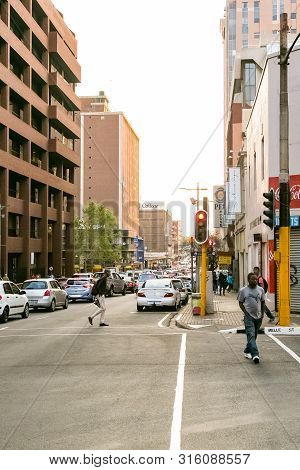 Street Scenes Of Braamfontein Suburb Of Johannesburg Cbd During Afternoon Rush Hour