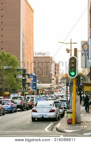 Street Scenes Of Braamfontein Suburb Of Johannesburg Cbd During Afternoon Rush Hour