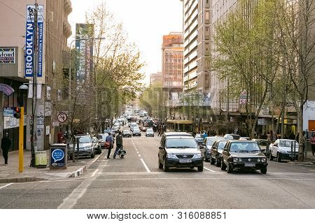 Street Scenes Of Braamfontein Suburb Of Johannesburg Cbd During Afternoon Rush Hour