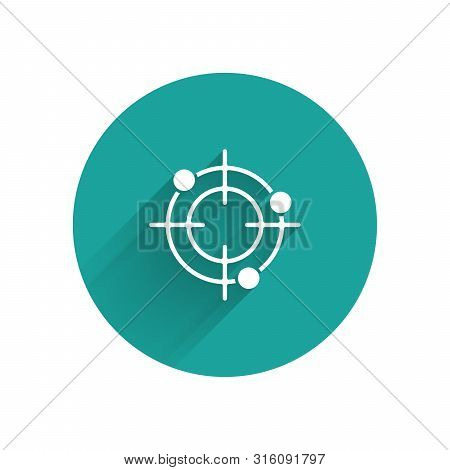 White Target Sport For Shooting Competition Icon Isolated With Long Shadow. Clean Target With Number
