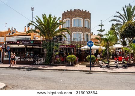 Torrevieja, Spain - Aug 08 2019 : Waldemars Bar And Restaurant In La Florida Area Of Costa Blanca.