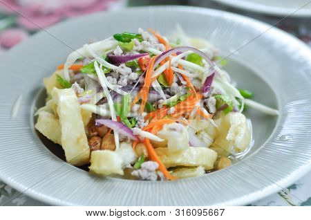 Fried Fish Maw Salad Or Spicy Salad,thai Food