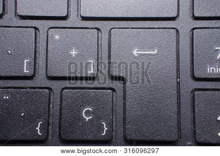 Macro Of Enter Key On Computer Keyboard.