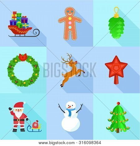 Christmas Holidays Icon Set. Flat Set Of 9 Christmas Holidays Vector Icons For Web Design Isolated O