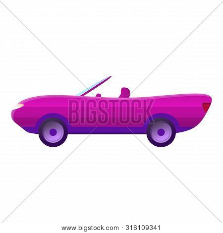 Pink Cabriolet Icon. Cartoon Of Pink Cabriolet Vector Icon For Web Design Isolated On White Backgrou