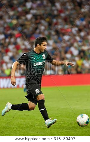 Krasnodar, Russia - August 7, 2019: Shapi Suleymanov Of Fc Krasnodar In Action During The Uefa Champ