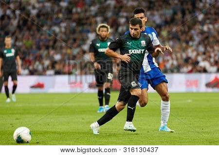 Krasnodar, Russia - August 7, 2019: Shapi Suleymanov Of Fc Krasnodar In Action During The Uefa Champ