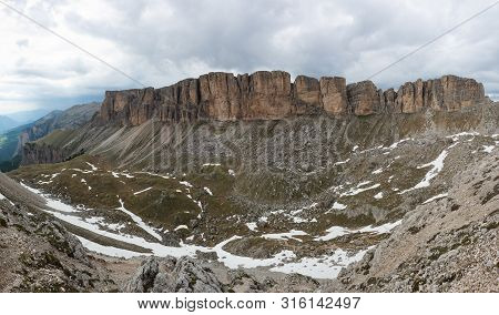 Trekking Across Cir Peaks In Dolomites. Trentino Alto-adige, Italy