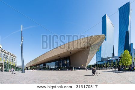 Rotterdam, Netherlands - May 15, 2019: Rotterdam City Center With Landmark Buildings In Rotterdam, N
