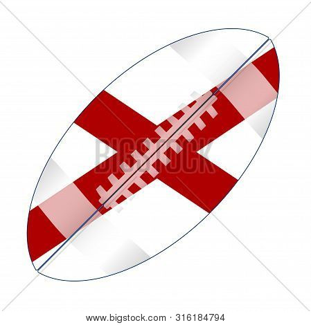A Typical American Type Foorball Over A White Background With The Flag Of Alabama