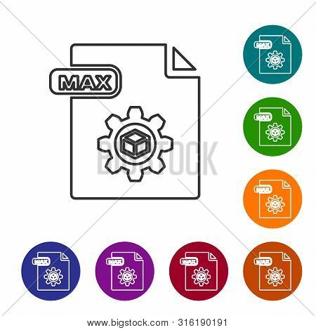 Grey Line Max File Document. Download Max Button Icon Isolated On White Background. Max File Symbol.