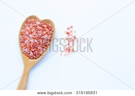 Pink Himalayan Salt On A White Background