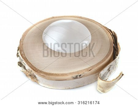 Polish Selenite In Front Of White Background
