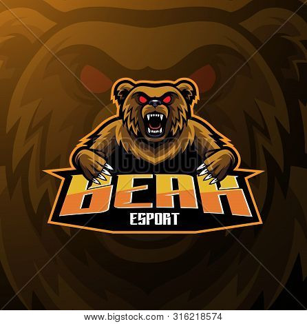 Bear Sport Mascot Logo Design With Text