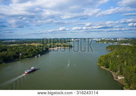 Aerial View Of Ruissalo Island. Turku. Finland. Nordic Natural Landscape. Photo Made By Drone From A