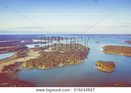 Aerial View Of Ruissalo Island. Turku. Finland. Nordic Natural Landscape. Photo Made By Drone From A